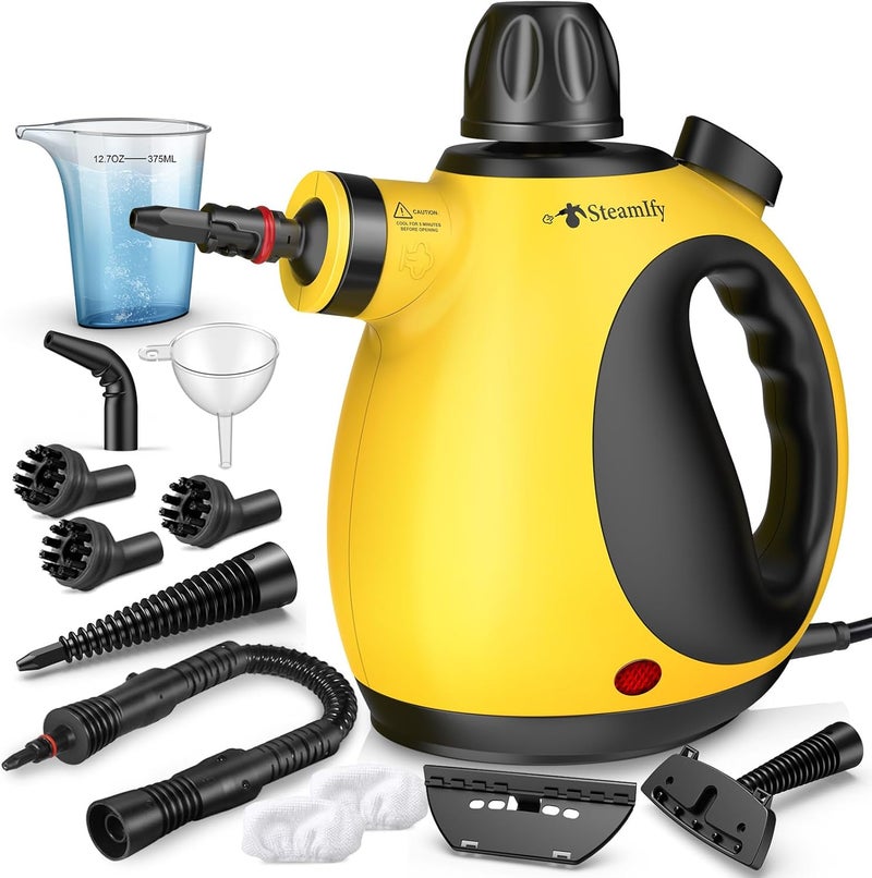 STEAMIFY Pressurized Handheld Steam Cleaner for Home, Multi-Surface Steamer with 12 Accessories, 12.8oz Natural Steamer for Cleaning Car, Bathroom, Shower, Upholstery, Grout, Window, Grease - Image 1